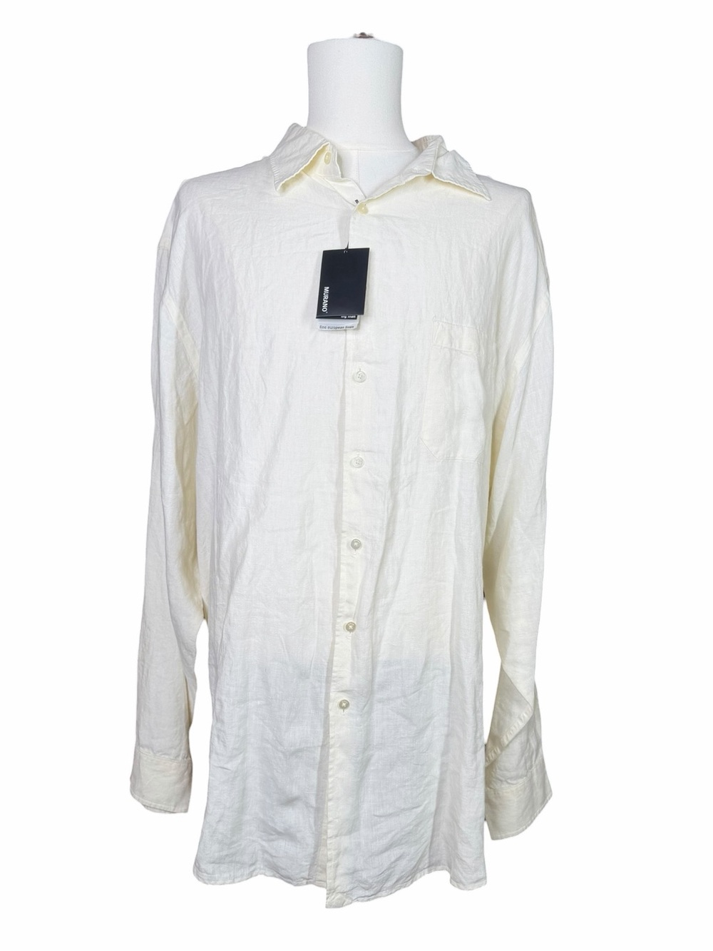 NWT Murano Cream/Light Yellow 100% Linen Long Sleeve Button Down - Size 3X